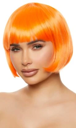 BRIGHT ORANGE SHORT BOB HAIR WIG