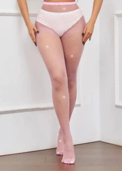 PINK FISHNETS RHINESTONE STOCKINGS