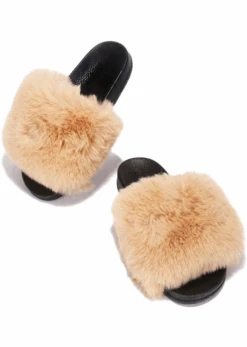 SNUGGLE TAN FAUX FUR SLIDE
