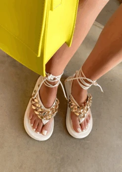 DON'T SLEEP ON WHITE PLATFORM SANDAL