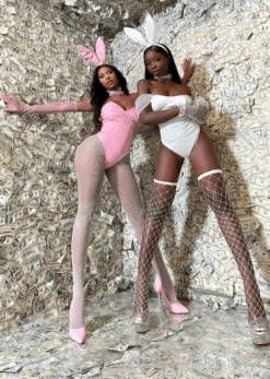 WHITE FISHNET RHINESTONE THIGH HIGH STOCKINGS -LOLE OUTLET ScreenShot2021 09 14at4.19.43AM