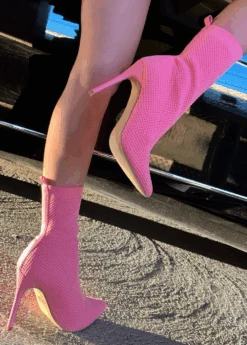 NEXT TO YOU PINK KNIT HEEL BOOT
