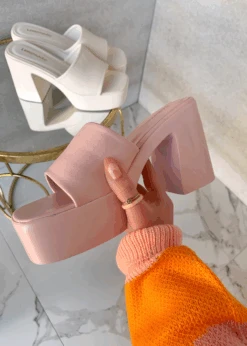 OUT WITH MY BABES PINK PLATFORM MULE