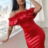 OUT OF MY WAY SATIN RED RUFFLE DRESS -LOLE OUTLET Screen Shot 2019 12 13 at 10.32.45 PM