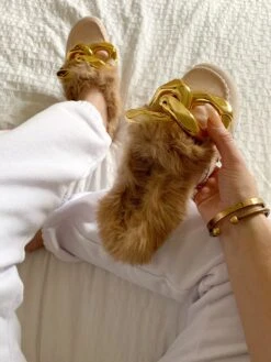 MY OTHER HALF FAUX FUR FLAT MULE